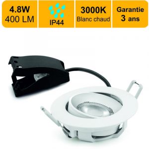 Lutece-arc - Spots led encastrable IP44 orientable 30&deg;- salle de bain - 4,8W 400 lm 3000K - garantie 3 ans