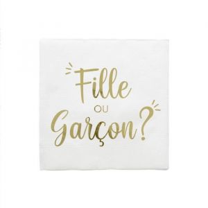STC 10 SERVIETTES DE TABLE JETABLE PAPIER GENDER REVEAL 33CM BLANC Blanc