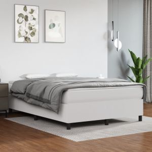 VidaXL Lit à sommier tapissier avec matelas Blanc 140x200cm Similicuir