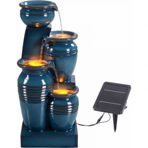 Fontaine d'eau extérieure à 4 étages de 28,74 pouces avec lumières LED, bleu, Teamson Home