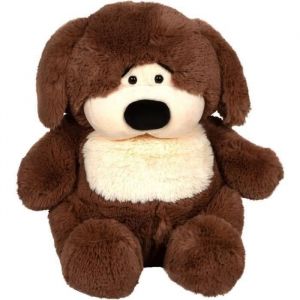 Image de Gipsy Toys – Peluche « Chubby Dog » Chien Marron Fonce ET Beige, Oreilles Marrons – 40 CM