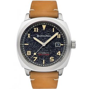 Image de Spinnaker Montre SP-5071-01 - Automatique Hull California Dateur Bracelet Cuir Marron Boîtier Acier Argent Homme