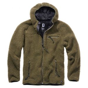 Brandit Teddyfleece Worker Jacket Veste de Travail en Molleton Teddy, Oliv, M Homme