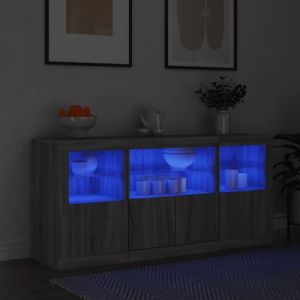 VidaXL Buffet avec lumières LED sonoma gris 142,5x37x67 cm