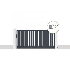 Pack portail coulissant électrique veymont 300x140cm Gris + Motorisation ranger C300