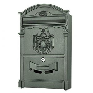 Boîte aux lettres rétro Boîte aux lettres murale vintage vert foncé au design italien classique avec plaque signalétique et format A4 - Melko