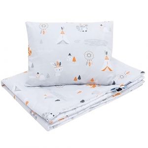 Bellochi Set de Couette Bebe 75x100 cm et Coussin Enfant 30x40 cm - R&eacute;versible et Lavable - Coton - Apanatschi