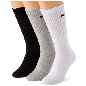 Puma Unisex Sport Crew Lightweight Socks (3 Pack) Chaussettes, Blanc/Gris/Noir, 47-49 Mixte