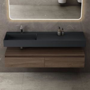 Mai&mai - Meuble de Salle de Bain Marron Ensemble de 2 Pièces Meuble avec Lavabo 150cm Meuble avec 2 Grands Tiroirs