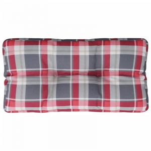 VidaXL Coussin de palette motif à carreaux rouge 80x40x12 cm tissu