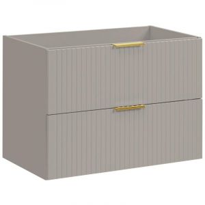 Meuble sous vasque suspendu strié - Beige - L80 cm - zevara