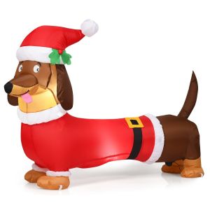 Coast Inflatable Christmas Dog 160 cm - avec &eacute;clairage interne - autogonflant - &eacute;tanche - rouge/blanc
