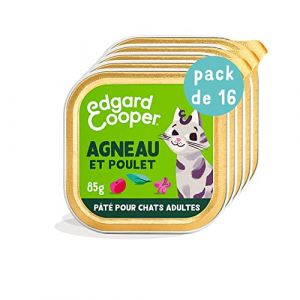 Edgard & Cooper Barquette Boite Paté Chat sans Cereales Nourriture Naturelle (Agneau/Poulet, ?85g x 16)