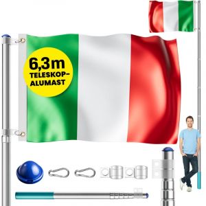Monzana Mât de drapeau en aluminium 630cm incl. drapeau italien