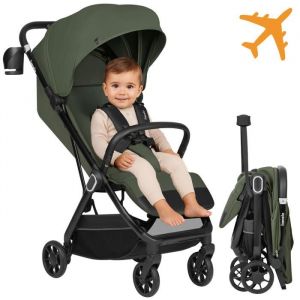 LIONELO Poussette B&eacute;b&eacute; Bess jusqu'&agrave; 22 kg de 6 mois &agrave; 4 ans Roues Pivotantes en PU 360 &deg; Pliage avec Une Main, Dossier R&eacute;glable, Canopy Imperm&eacute;able Poids L&eacute;ger 7,5 kg, Panier &agrave; Courses (Green)