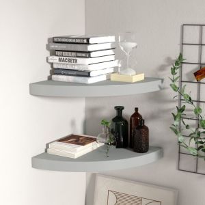 VidaXL Étagères d'angle flottantes 2 pcs Gris 35x35x3,8 cm MDF