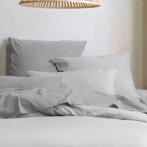 Home maison Taie d'oreiller unie en coton bio coton perle 65x65