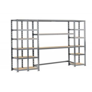 Etagère quadruple 21 plateaux L.300 cm (Kit Start + 2 modules A + 1 module D + 1 module A)