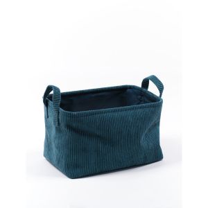 Declikdeco Panier de rangement en velours bleu