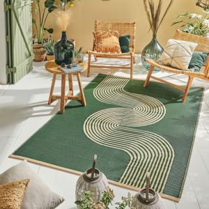 Nazar Tapis extérieur réversible motif vague - Vert - 180x280 cm
