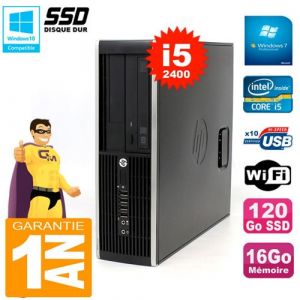 HP PC Compaq 8300 SFF Core I5-2400 RAM 16Go Disque 120Go SSD Graveur DVD Wifi W7