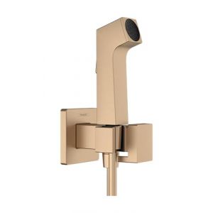 Hansgrohe 29231140 Bidette Handbrause 1jet E EcoSmart für Kaltwasser mit Brausehalter und Brauseschlauch 125 cm Douchette, Bronze brossé, eckig