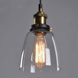 Suspension Luminaire Industrielle Intérieur Vintage Rétro E27 Edison Culot Lustre Abat-jour en Verre Plafonnier Eclairage pour Chambre Salon Cuisine