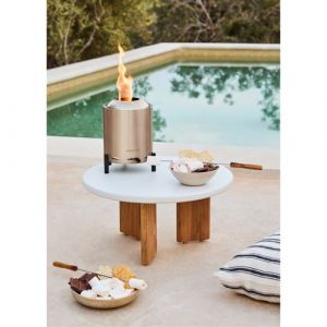 FIRE PIT COMPACT - Brasero de table 1,5 kW ext&eacute;rieur &agrave; pellets sans fum&eacute;e - Inox