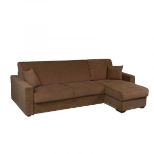 INSIDE Canapé d'Angle RAPIDO DREAMER Convertible lit 160*190*14 Couchage Quotidien en Microfibres Marron