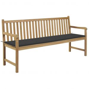 VidaXL Banc de jardin avec coussin anthracite 175 cm Teck massif