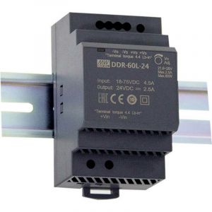 Mean well Convertisseur CC/CC pour rail (DIN) DDR-60L-12 DDR-60L-12 12 V/DC 5 A 60 W 1 x 1 pc(s)