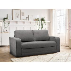 Bobochic Canapé convertible déplimousse come tissu texturé gris foncé - 160x72x79 cm