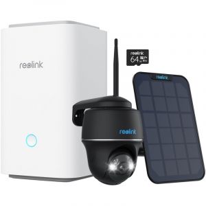 Image de Reolink Home Hub avec Argus PT Ultra+Panneau Solair Noir Syst&egrave;me de s&eacute;curit&eacute; 4K PT sans fil avec cam&eacute;ras Wi-Fi autonomes
