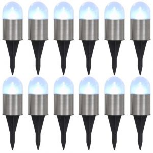 VidaXL Lampe solaire au sol 12 pcs Lumi&egrave;res LED blanches