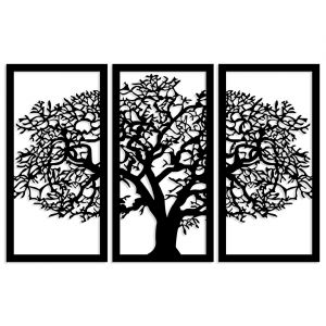 Cotecosy Décoration murale triptyque Wanae Bois Motif Arbre Noir - Noir