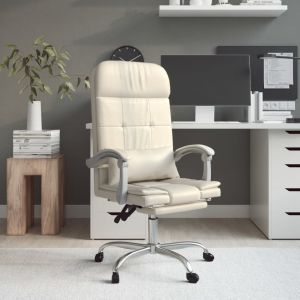 VidaXL Fauteuil de massage inclinable de bureau Crème Similicuir Cream