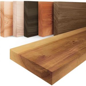 Image de Tag&egrave;re murale en bois massif, bord r&eacute;gulier droit, &eacute;tag&egrave;re flottante pure, Rustique 140cm, LWG-01-A-003-140 - Rustique - Lamo Manufaktur