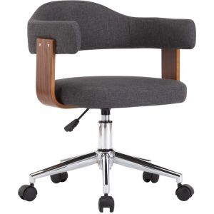 VidaXL Chaise Pivotante de Bureau Bois Courbé et Tissu Gris