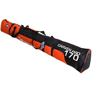 Brubaker 'Carver Pro 2.0' - Nouvelles Couleurs - Housse à Skis rembourrée pour 1 Paire de Skis et Bâtons - 170 cm - Orange/Noir/Blanc