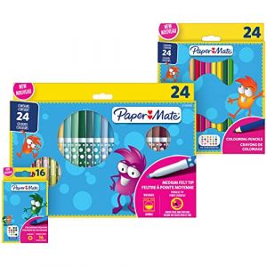 Paper Mate Crayons de couleur, stylos feutres et crayons pastels - Parfaits pour les enfants et le coloriage - Couleurs vives et diverses - 64 pièces