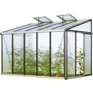 Serre adossée Ella 35 - panneaux en polycarbonate d'env. 16 mm - 324x194 cm - AluminiumP