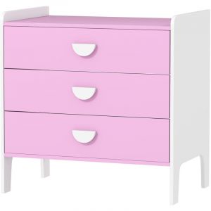 Aiyaplay - Commode 3 tiroirs pour enfant - commode design girly sur pieds bicolore blanc rose - 60 x 40 x 60 cm