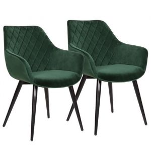 WOLTU 2 X Chaise de salle à manger Vert Chaise de salo uisine Velours+métal 45x41 cm