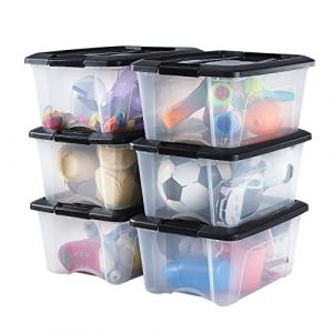 Image de Iris Ohyama Boîte, Organisateur de rangement plastique, Lot de 6, 15 l, Poignées ergonomiques, Facile à transporter, Hermétique, Chambre, Salon, Bureau - New Top