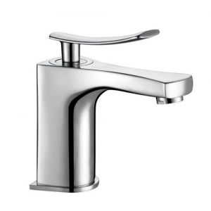 Robinet design salle de bain mitigeur de lavabo chrom&eacute; vidage tirette complet