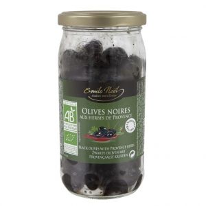 Image de Emile Noël Olives noires aux herbes de Provence bio en bocal de 230 g