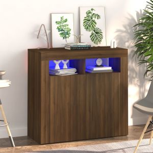 VidaXL Buffet avec lumières LED Chêne marron 80x35x75 cm