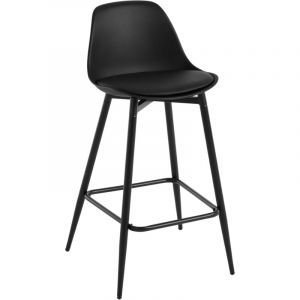 Tabouret Bar - Klihome - Tabouret de Cuisine - Siège Rembourré en PP - Noir W0ATT0659-1