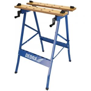 Dedra N111 Établi de Travail Charge maximale 100 kg Grande Surface de Travail Échelle imprimée et indications d'angles Pliable Polyvalent Réglable Établi avec mâchoires de Serrage Table de Travail