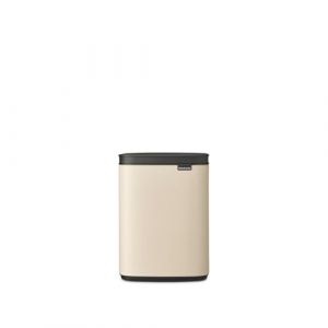 Brabantia Poubelle Bo 4 L | Poubelle compacte rectangulaire avec couvercle &agrave; fermeture douce et bac amovible | Autoportante ou installation murale pour salle de bain, cuisine ou bureau | Soft Beige